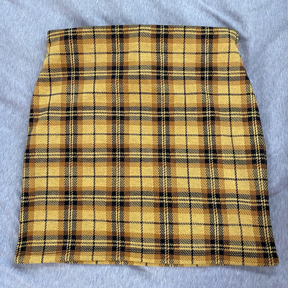 Yellow plaid skirt
